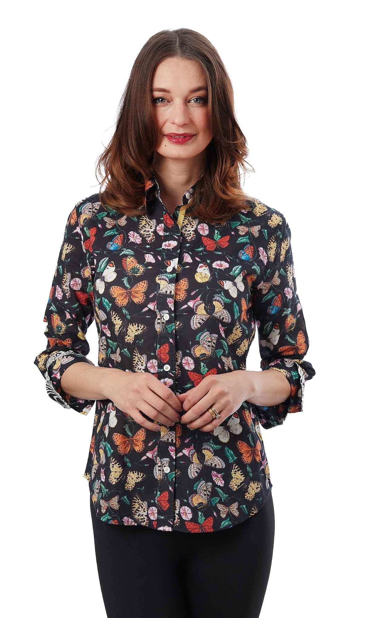 Dizzy - Lizzie | 3/4 Sleeve Rome Shirt Black Butterflies | Cloister Collection | SHIRT