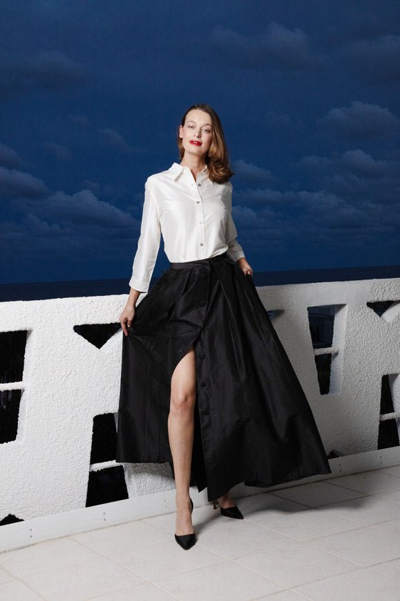 Dizzy Lizzie | 3/4 Sleeve Silk Ivory Blouse | Cloister Collection | TOPS