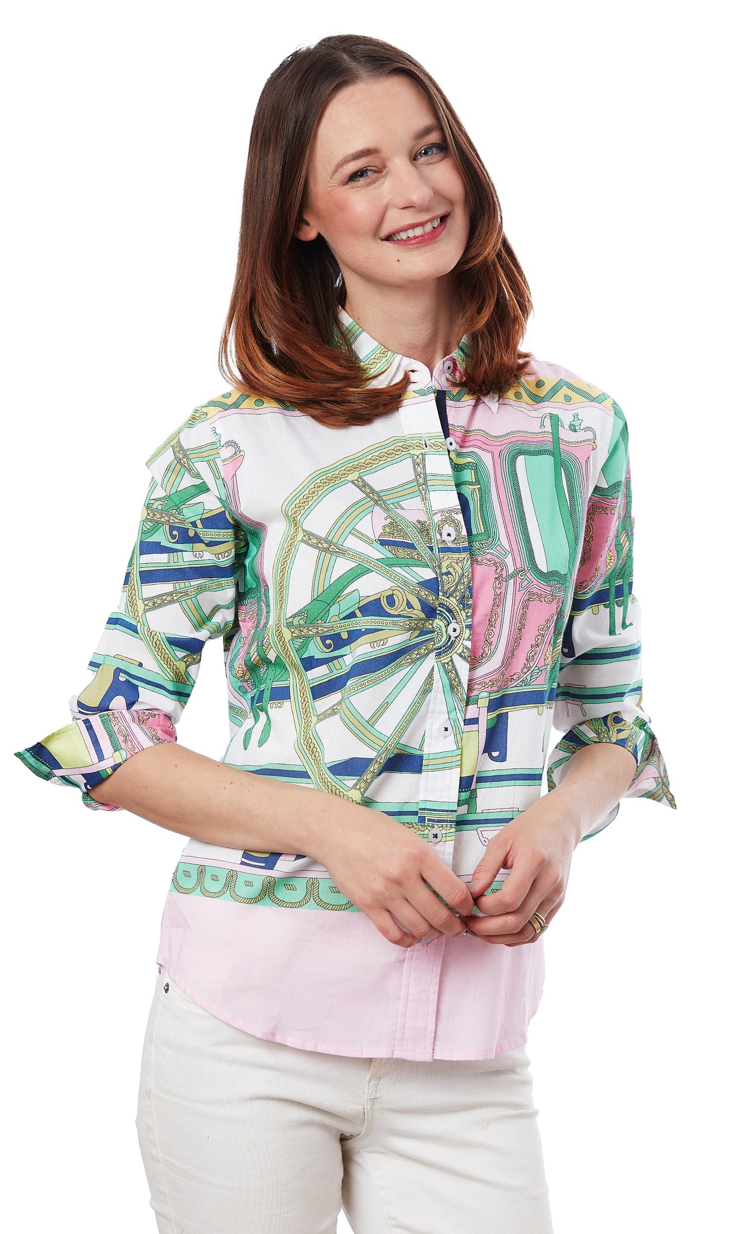 3/4 Sleeve Rome Shirt Pink Wheel