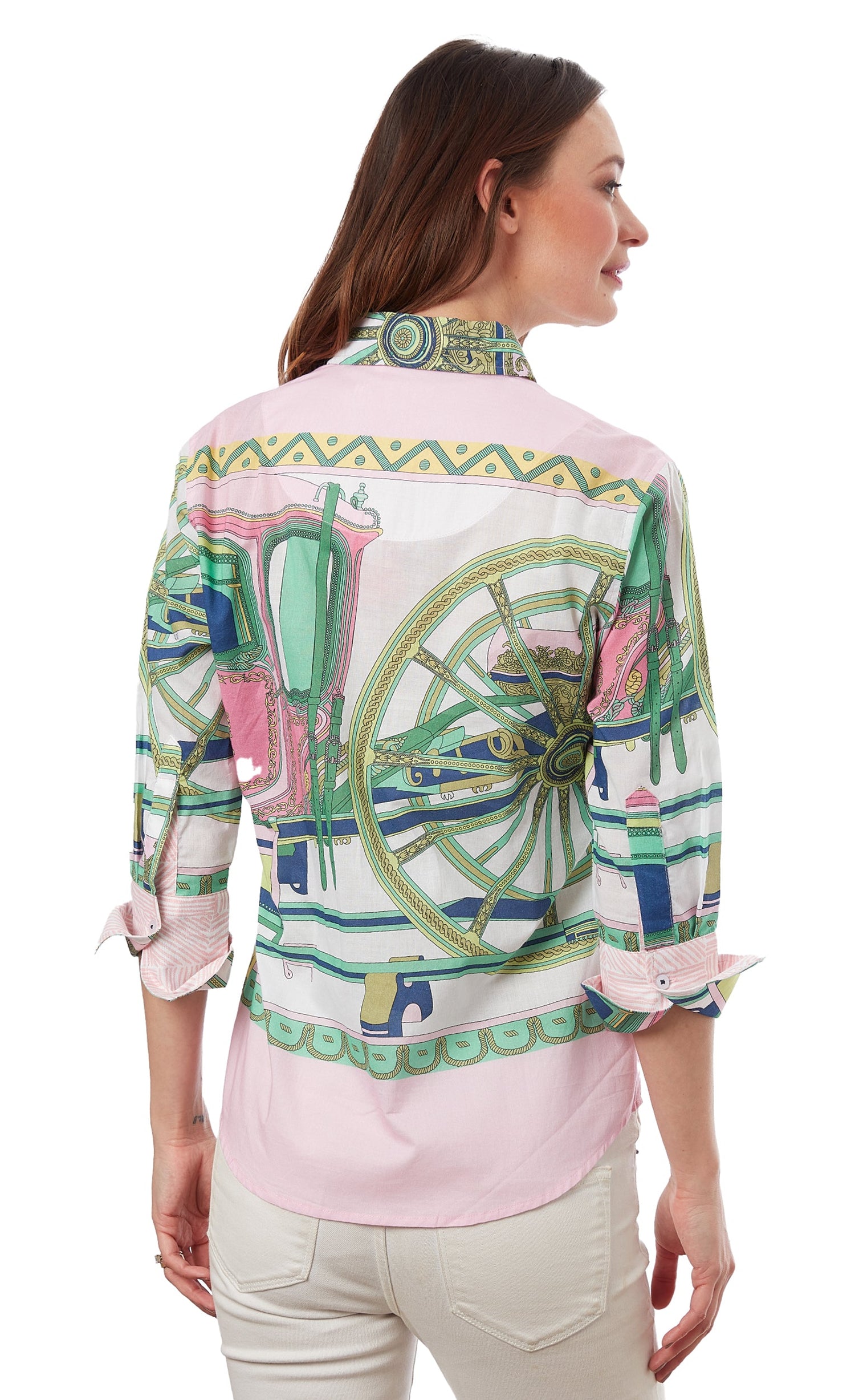 3/4 Sleeve Rome Shirt Pink Wheel