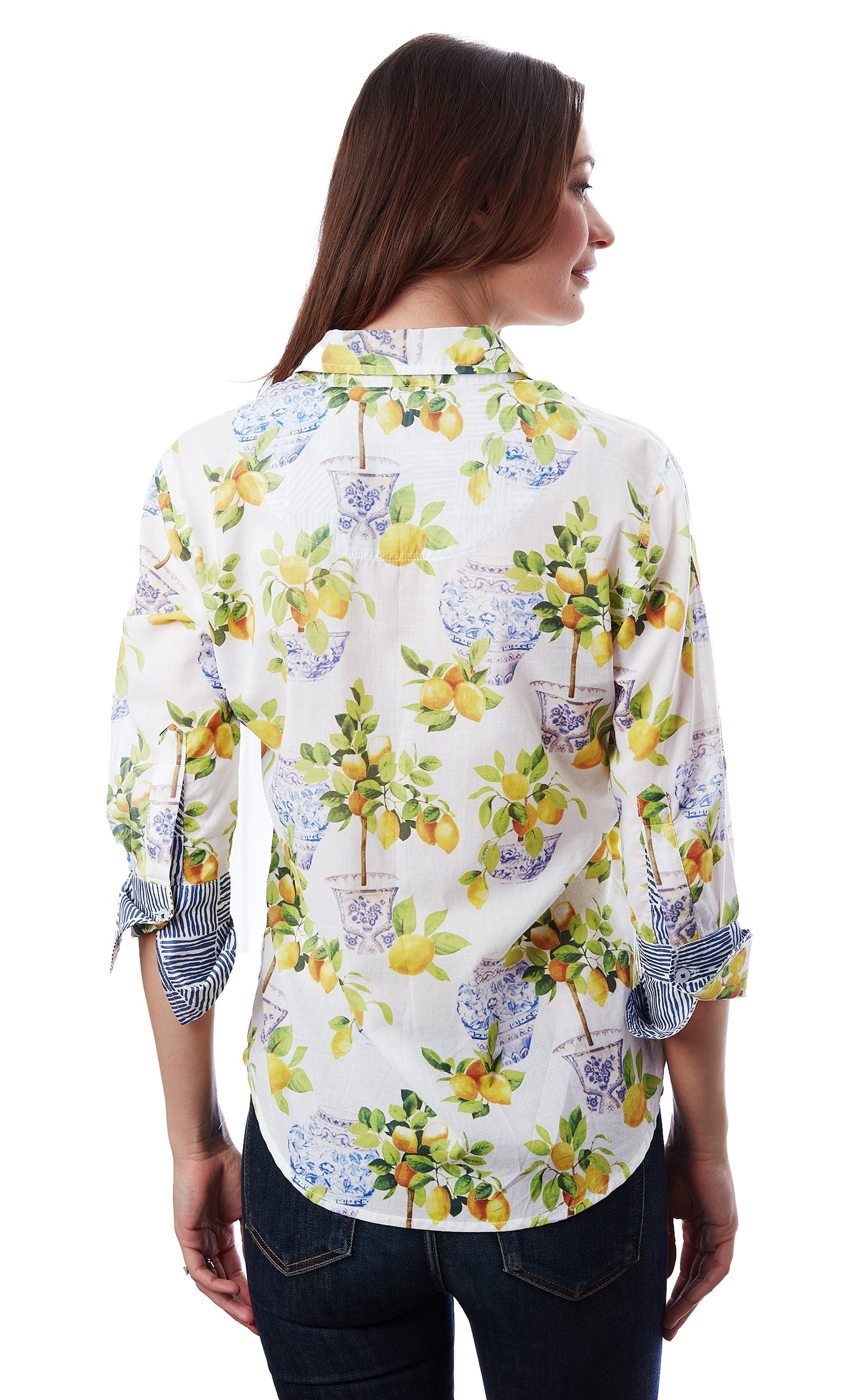 3/4 Sleeve Rome Shirt Lemons And Chinoiserie