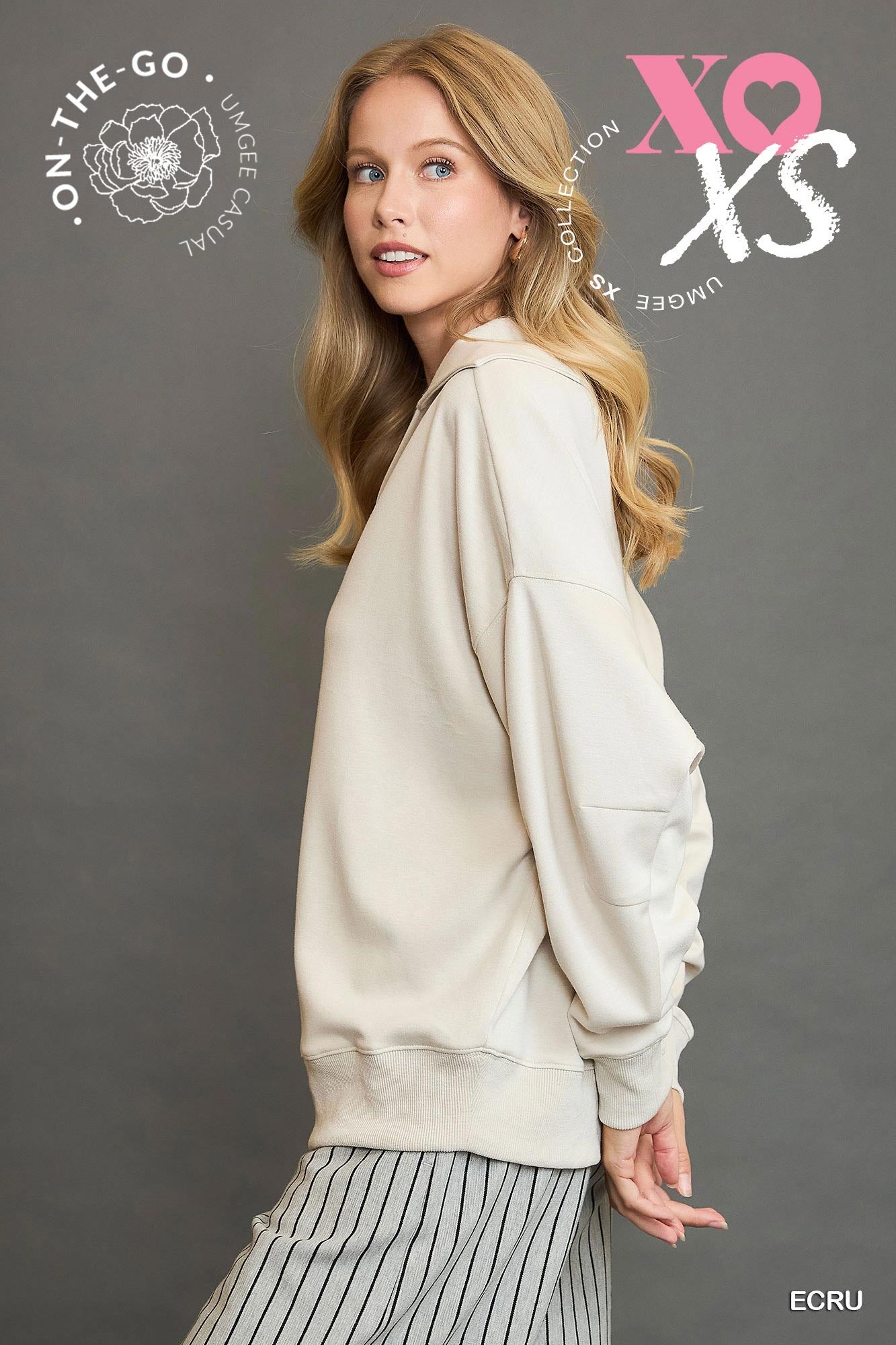 Umgee USA | Luxeknit Collared Polo Sweatshirt