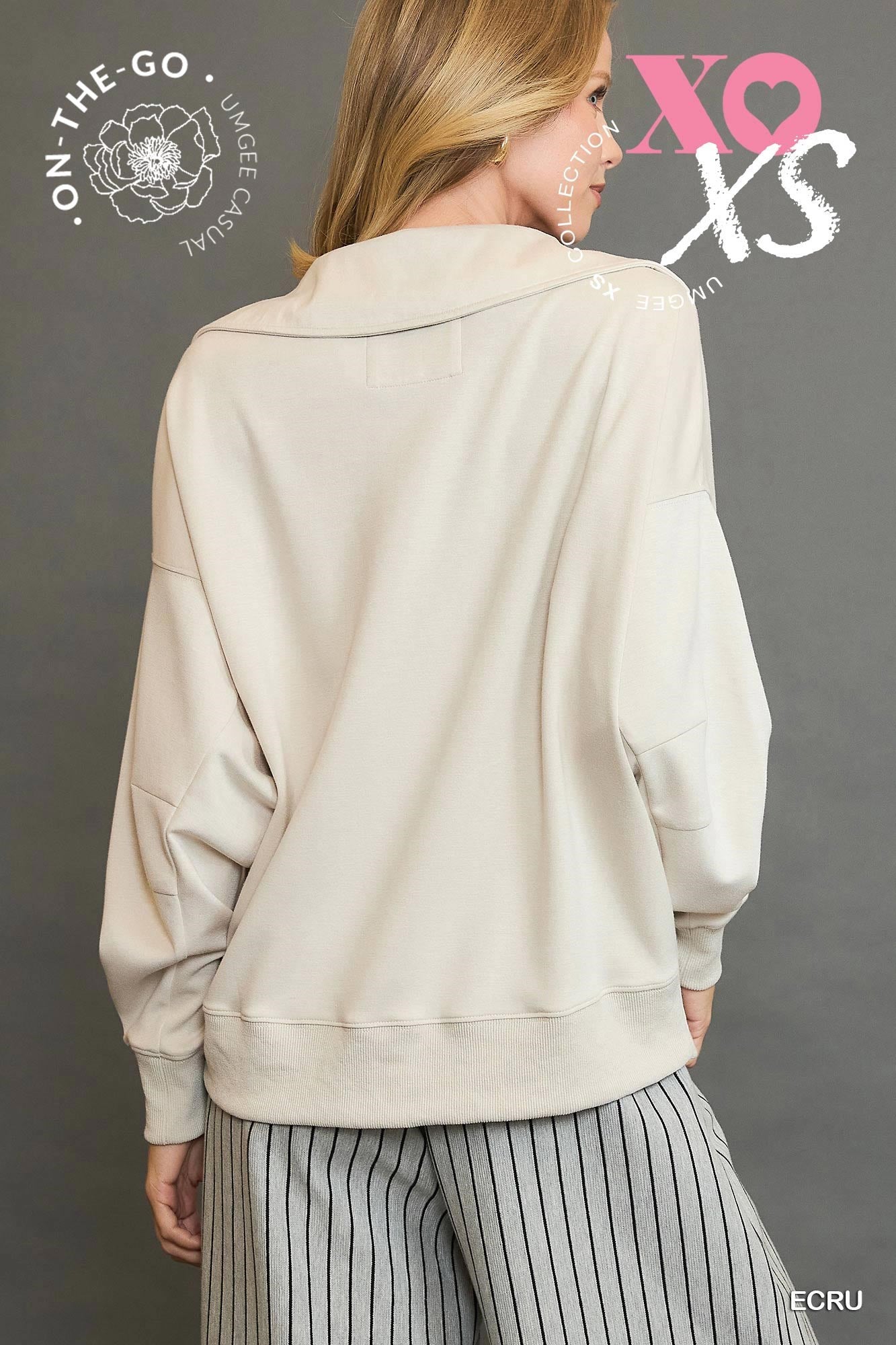 Umgee USA | Luxeknit Collared Polo Sweatshirt