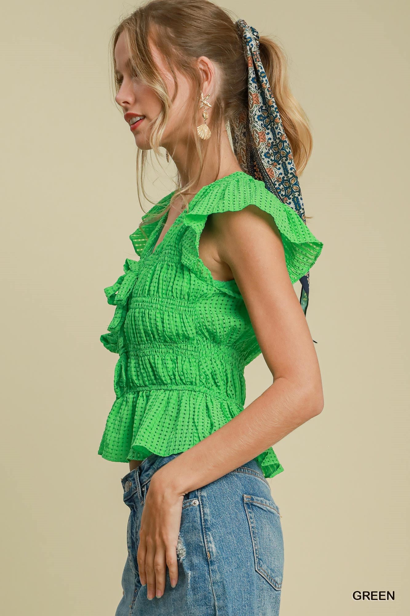 Cloister Collection | Seersucker Checked Top