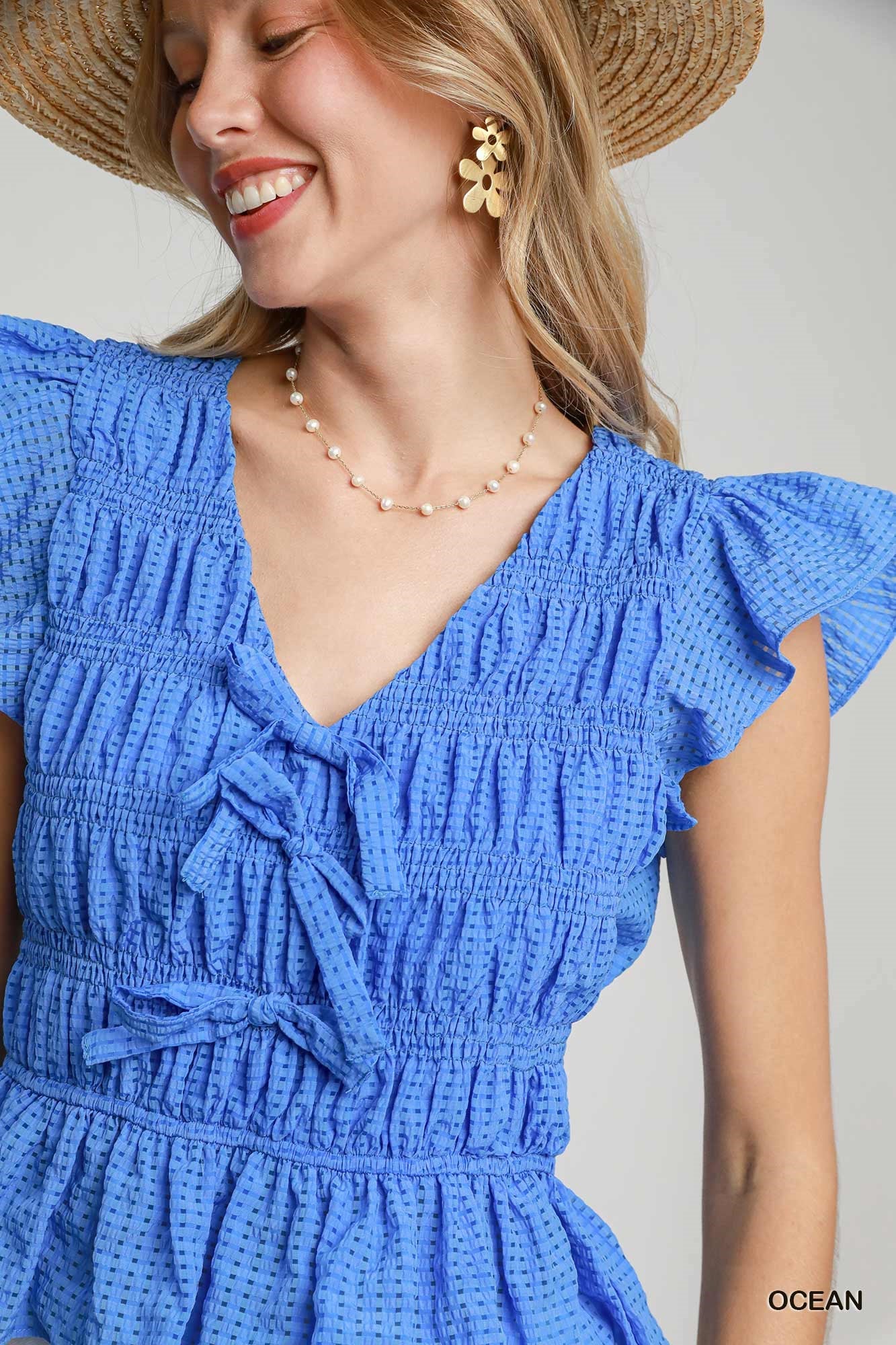 Cloister Collection | Seersucker Checked Top