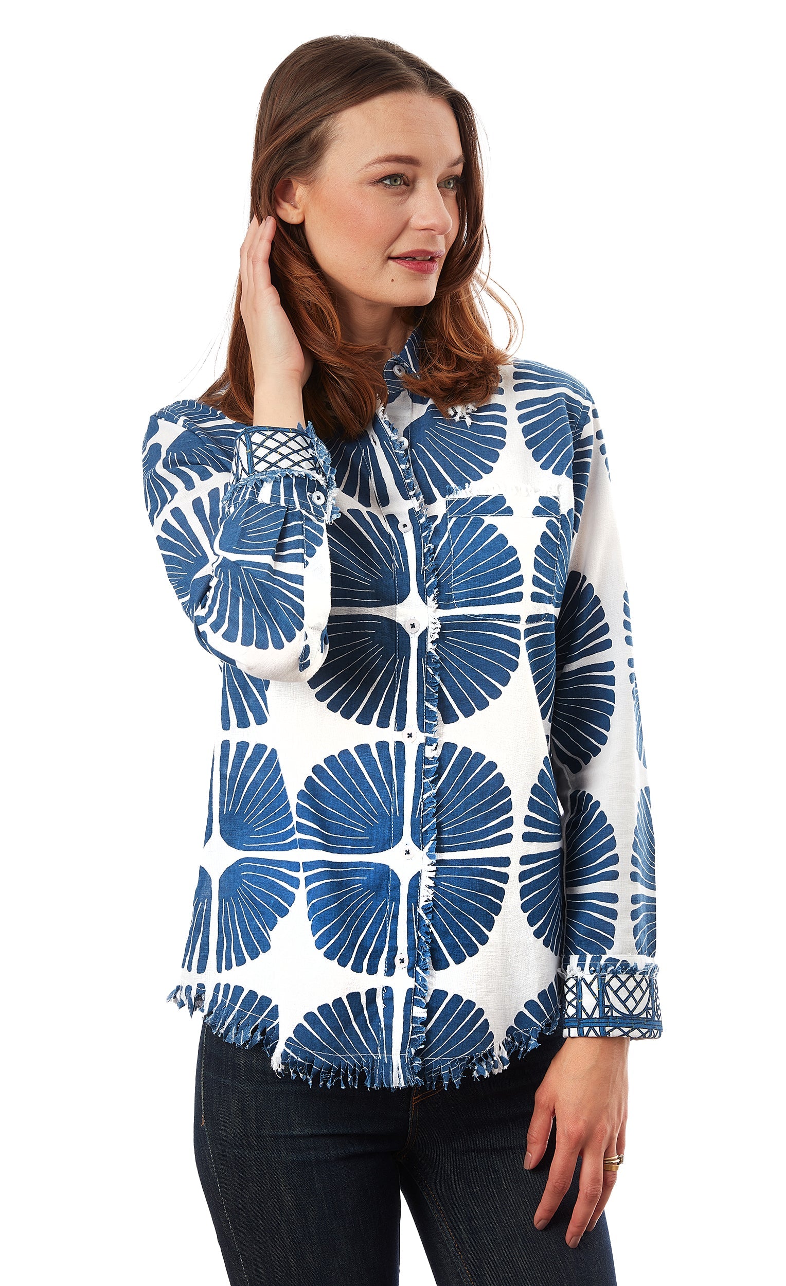 Cape Cod Tunic Navy White Palm Fronds