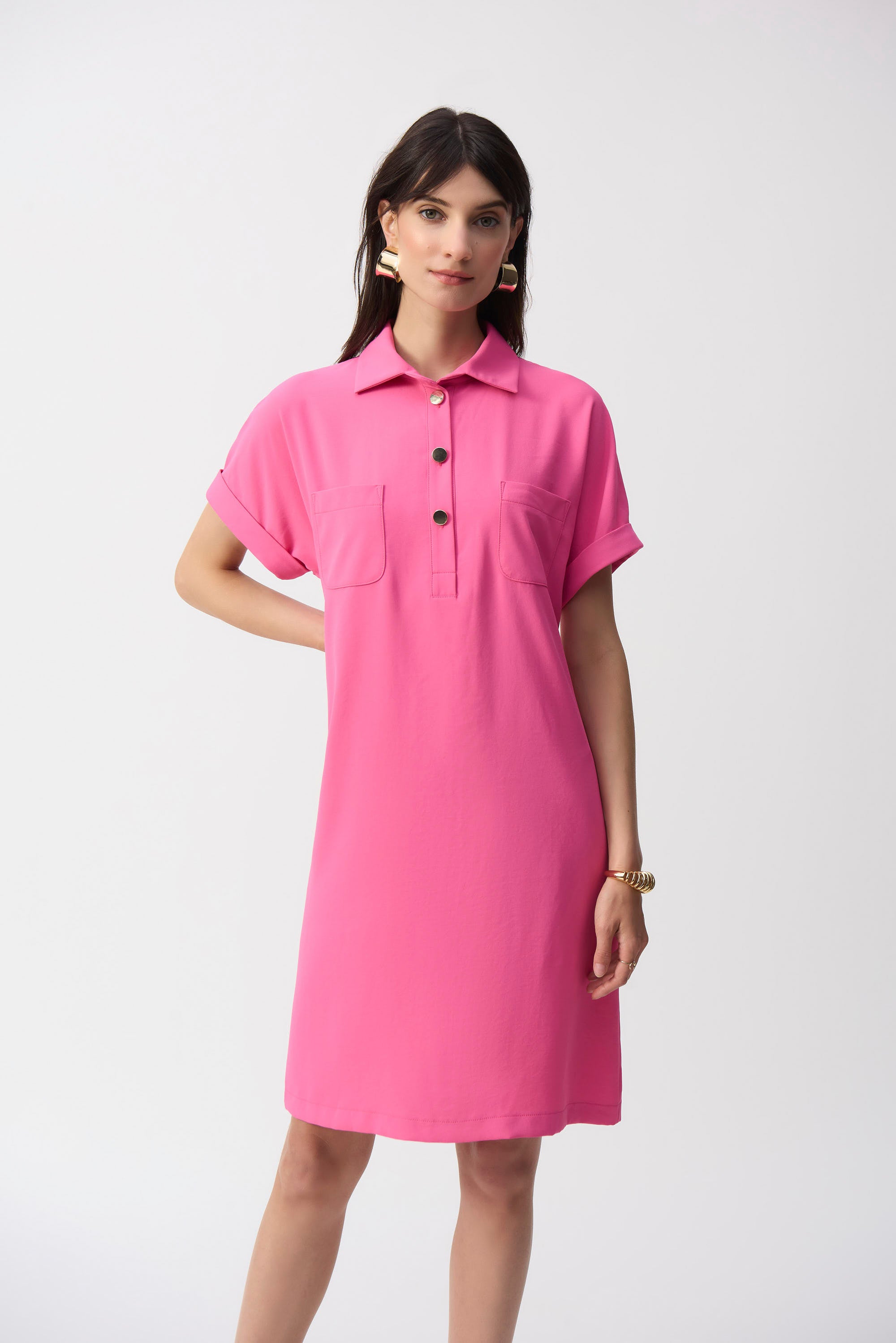 Joseph Ribkoff | Mini Shirt Polo Dress - Bubble Gum