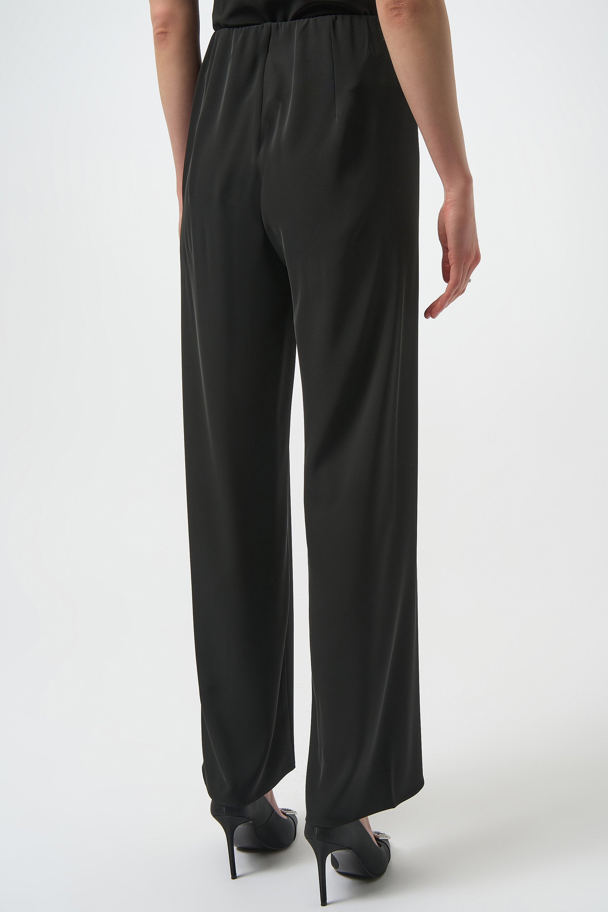 Wide Leg Pull-on Pants - Black