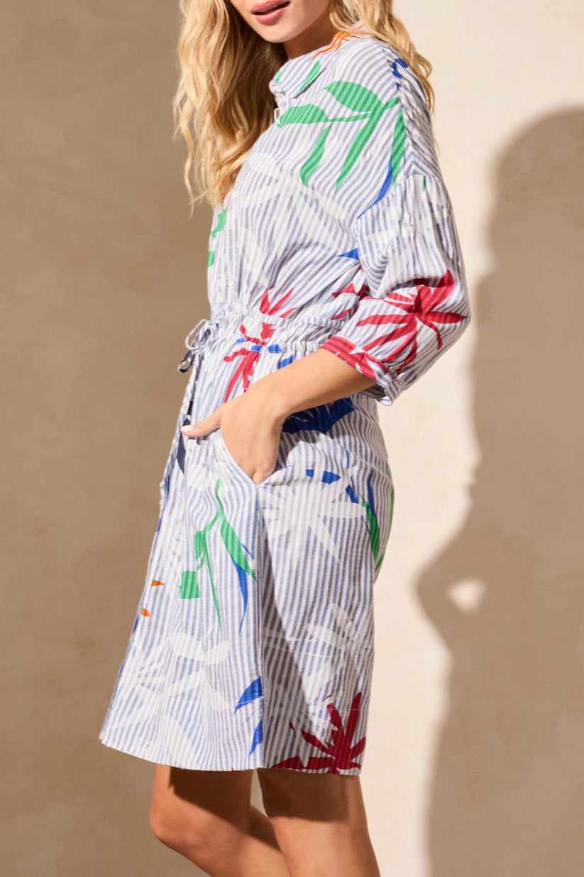 Tribal | Shirt Dress with Waist Tie and Pockets Sailboat