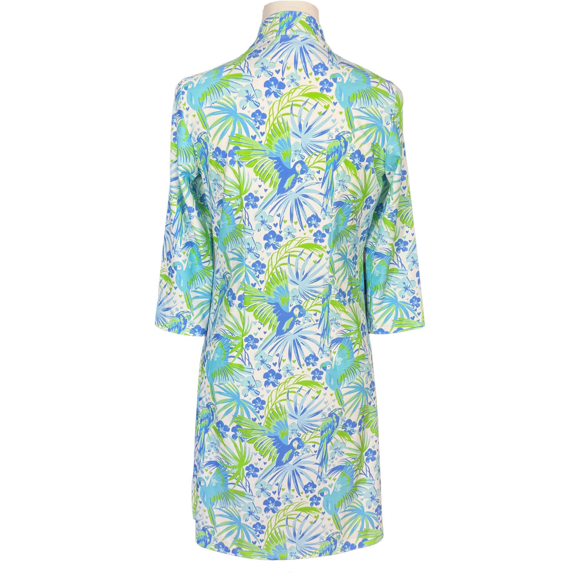 Katherine Way | Doral Dress in Parrotheads At Play Blue and White