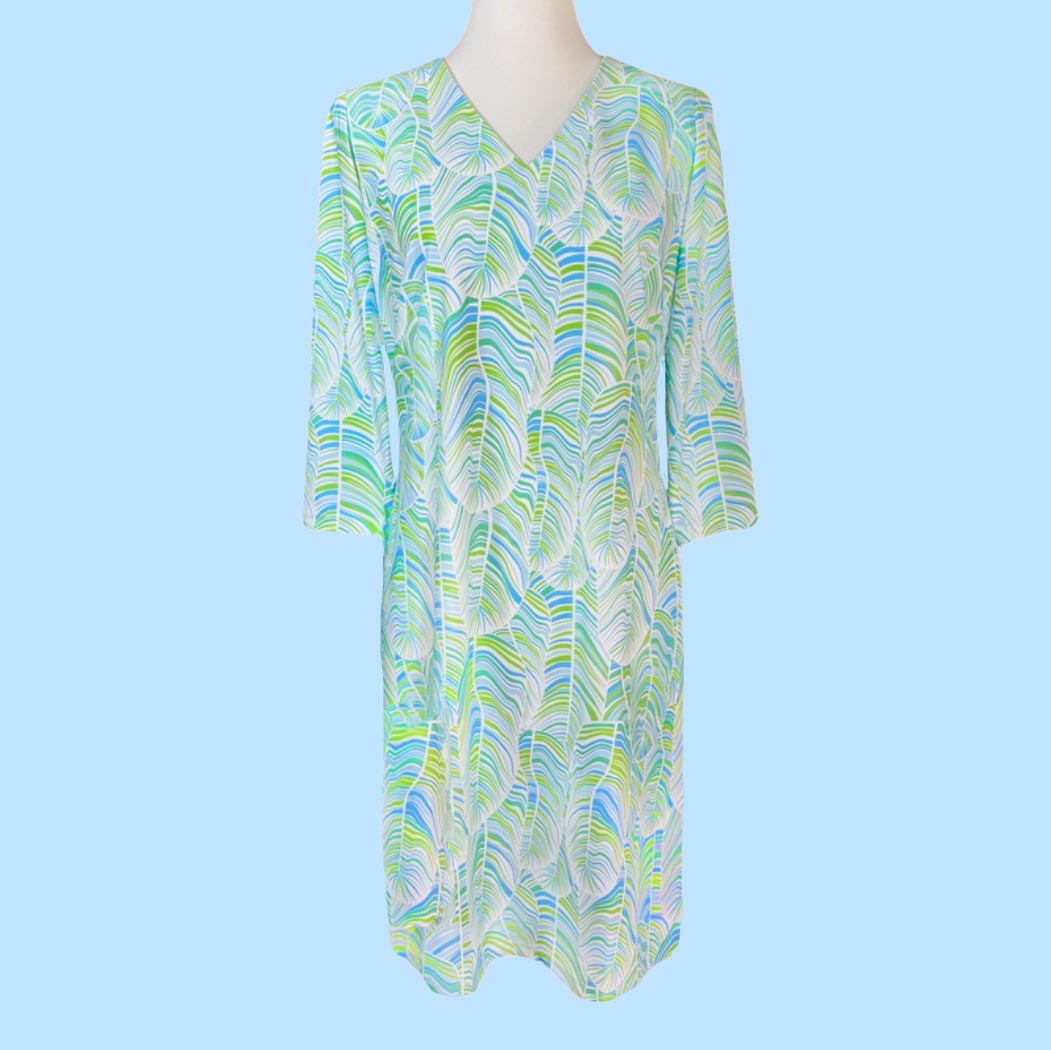 Katherine Way | Brisbane V-Neck Dress in 29 Palms Green