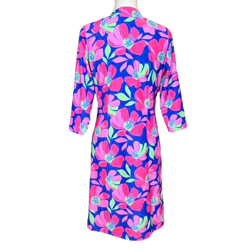 Katherine Way | Brisbane V-Neck Dress in Sugar Magnolia Cobalt
