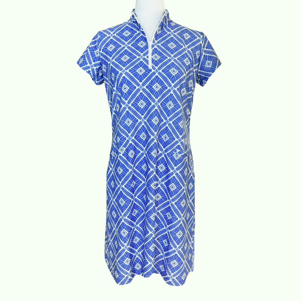 Katherine Way | Annapolis Cap Sleeve Polo Dress in Tiki Bar Is Open Purple