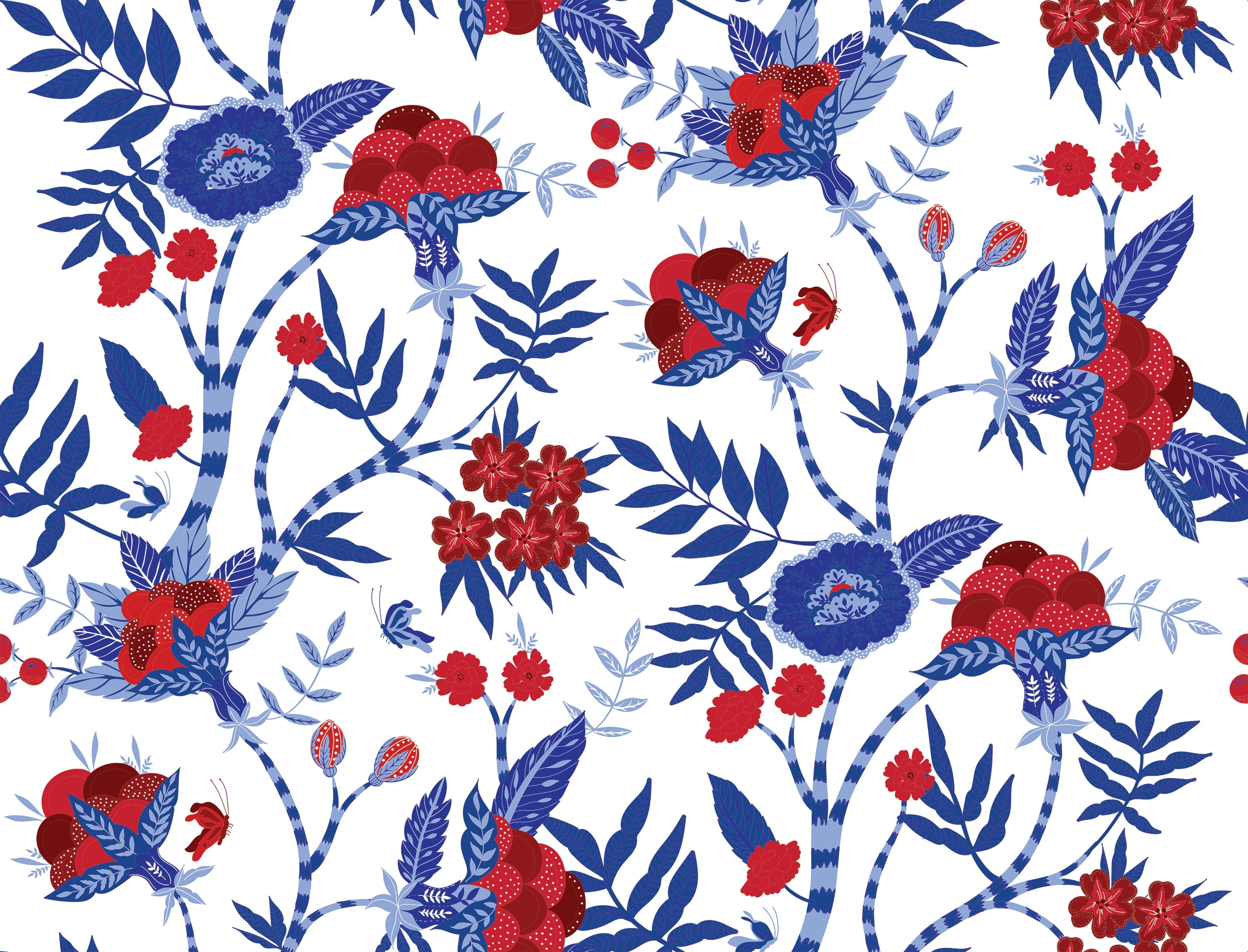 Hyannis Tee Shirt Dress in Butterfly Bush Red White Blue