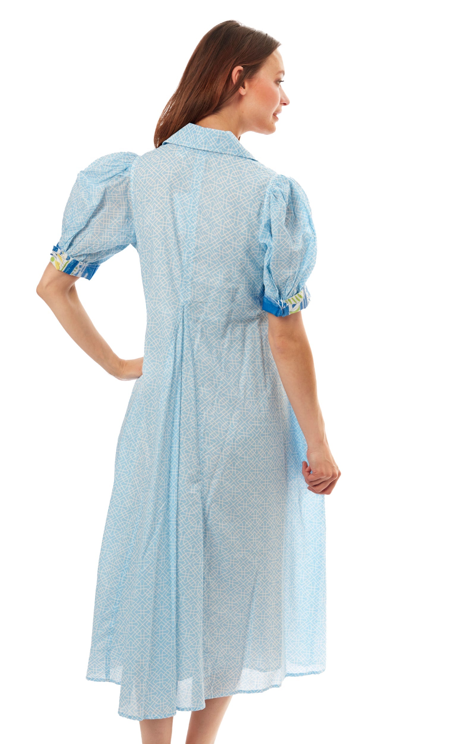Montauk Dress Light Blue Geo Print