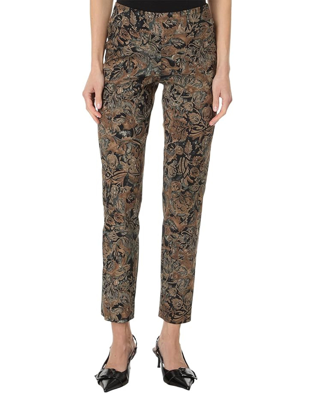 Krazy Larry | Brown Leaves Print Pant