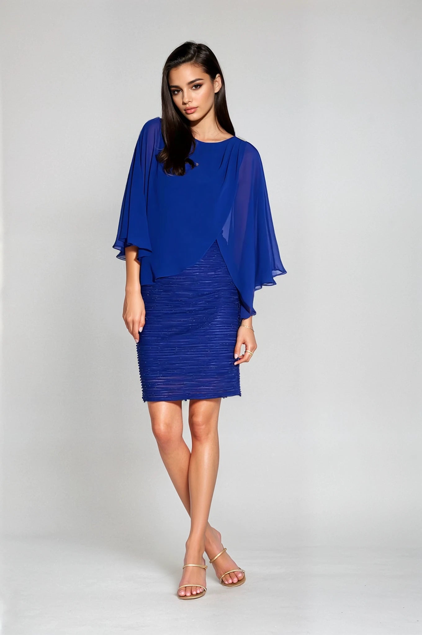 Joseph Ribkoff | Sheath Dress with Chiffon Overlay - Royal