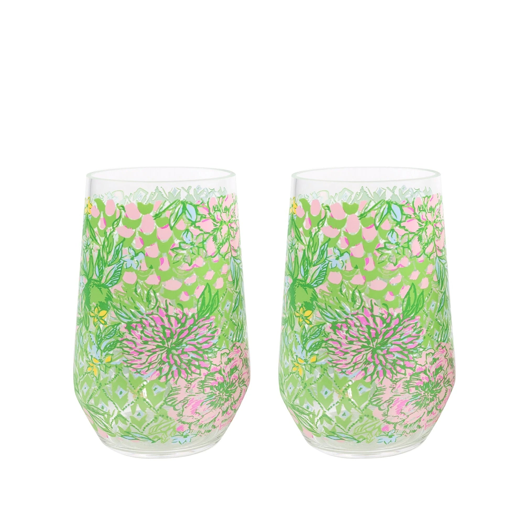 Lilly Pulitzer | Acrylic Wine Glasses - Lime Feeling Good