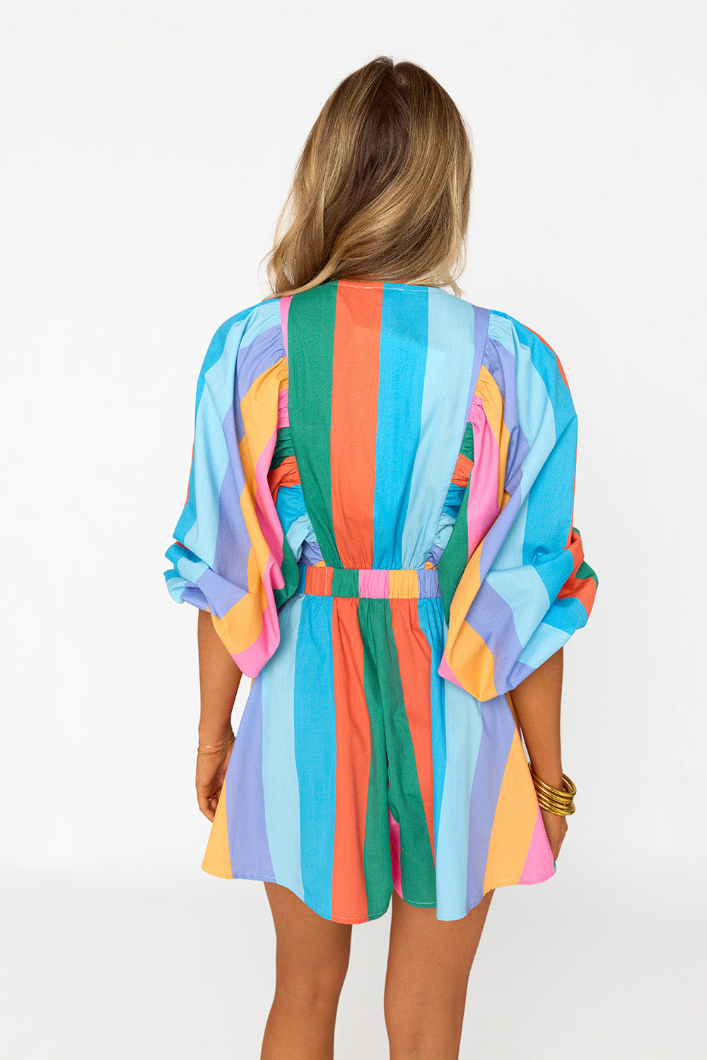 Buddy Love | Palm Beach Plunge Neck Romper - Jelly Beans