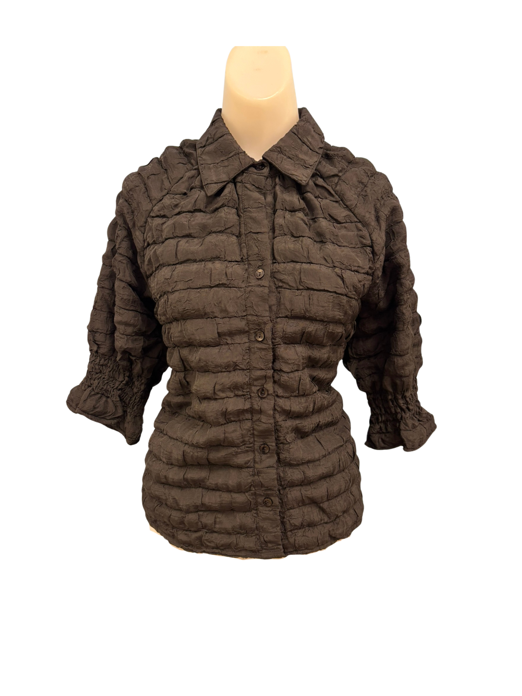 Women blouse black quilted half sleeve top