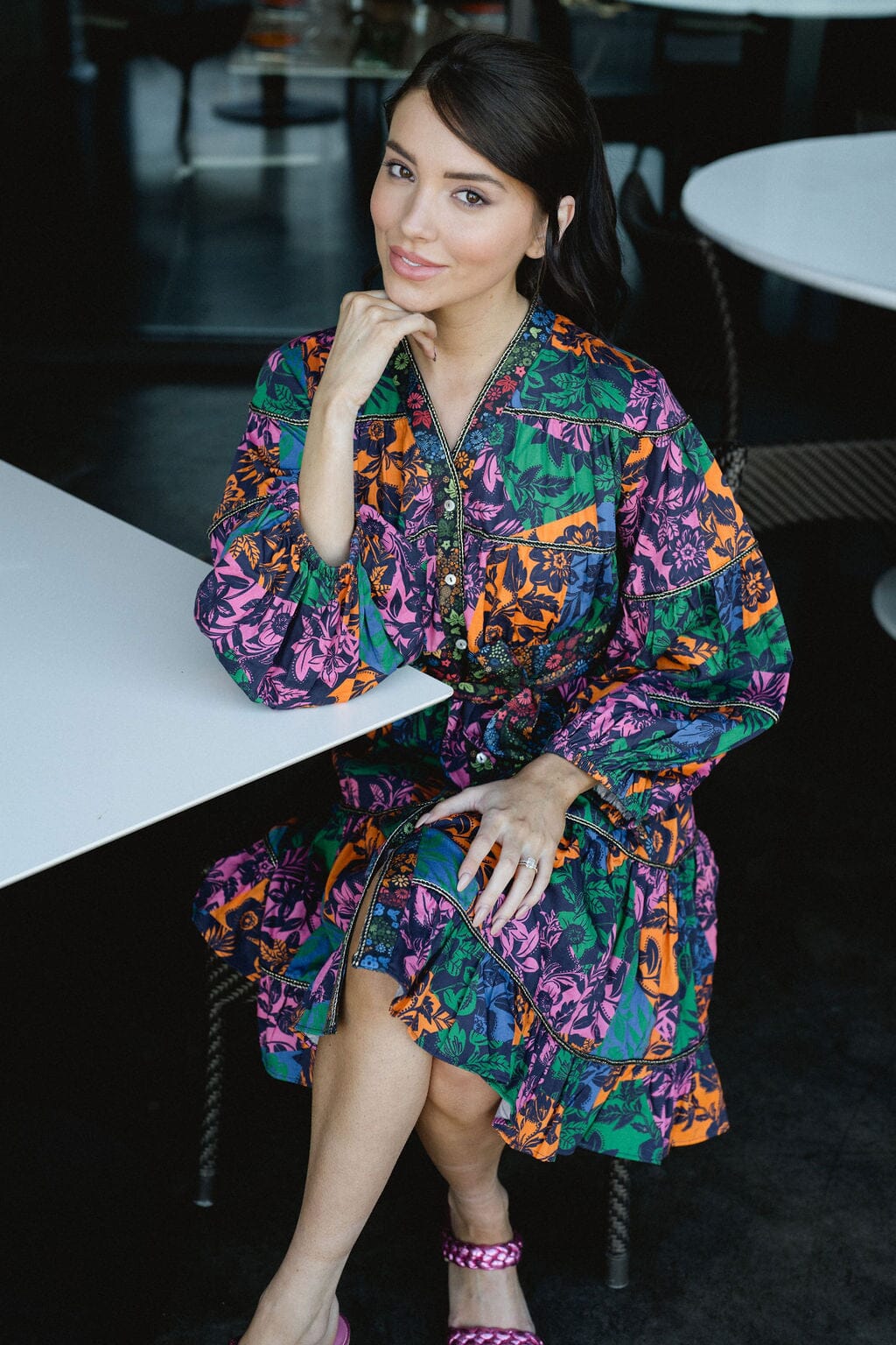 Briton Court | Delaney Colorblock Floral Dress - final sale