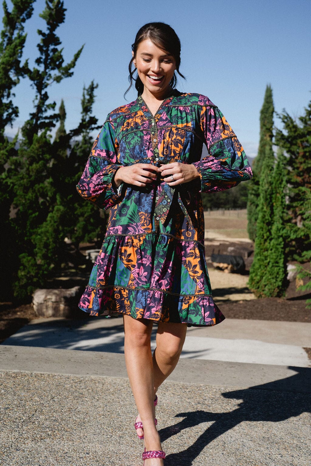Briton Court | Delaney Colorblock Floral Dress - final sale