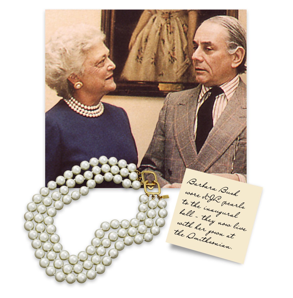Kenneth Jay Lane| Triple Strand Pearl Necklace - Pearl White