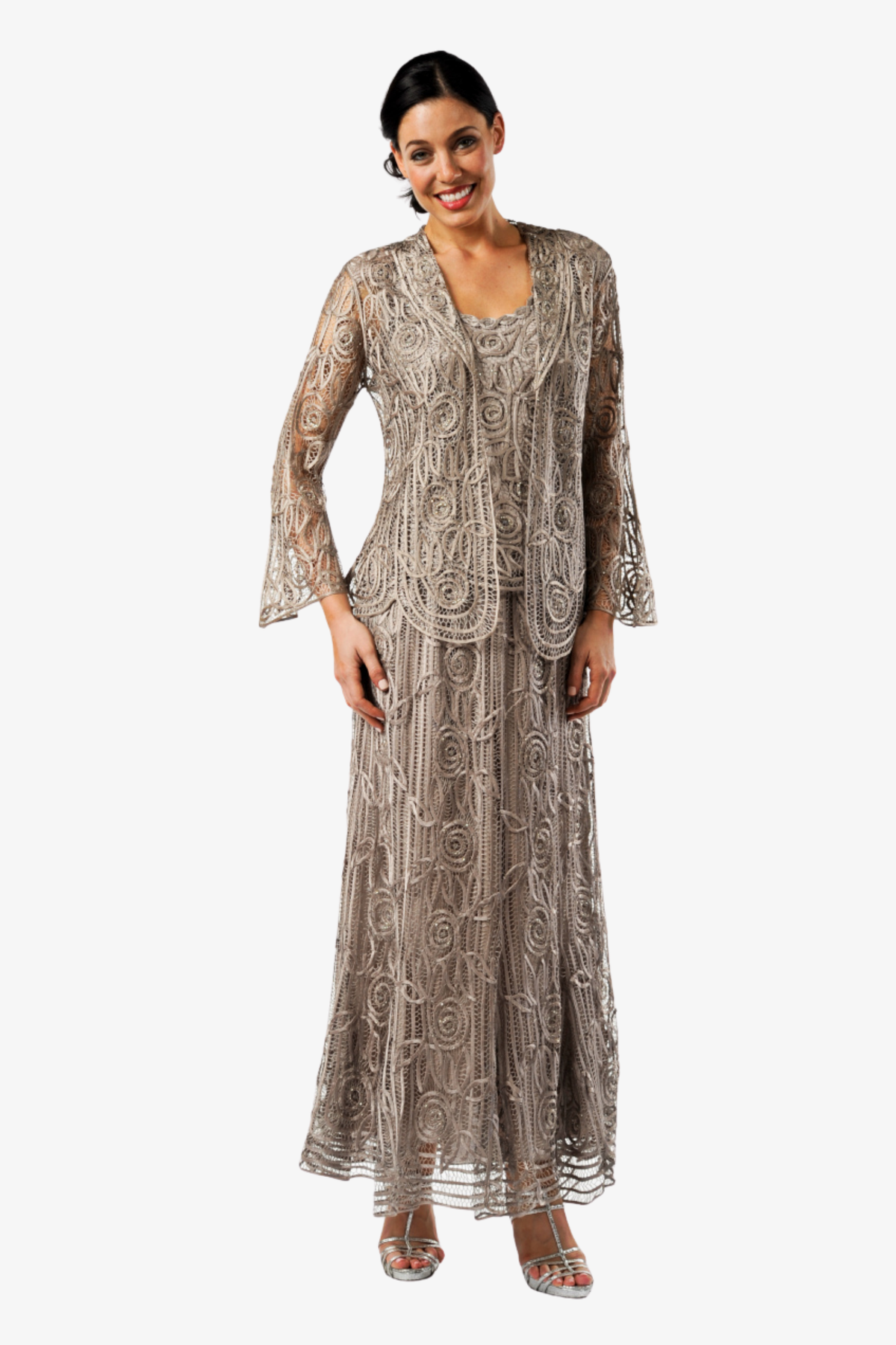 Silk Hand Crochet Embroidered Jacket Top and Skirt Set