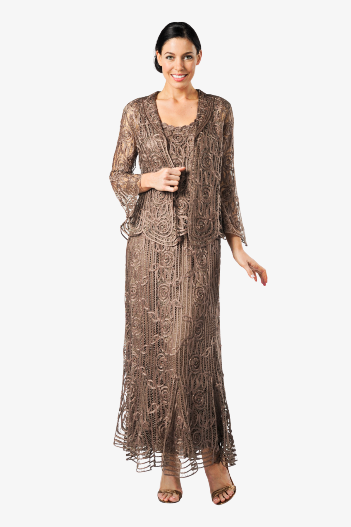 Silk Hand Crochet Embroidered Jacket Top and Skirt Set