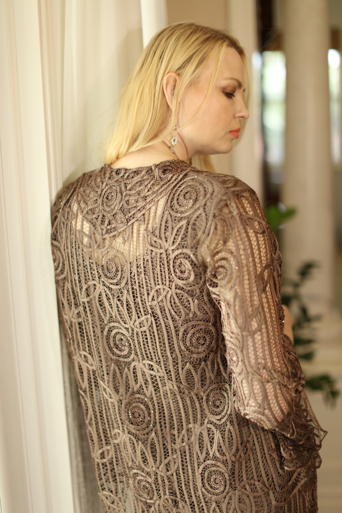 Silk Hand Crochet Embroidered Jacket Top and Skirt Set