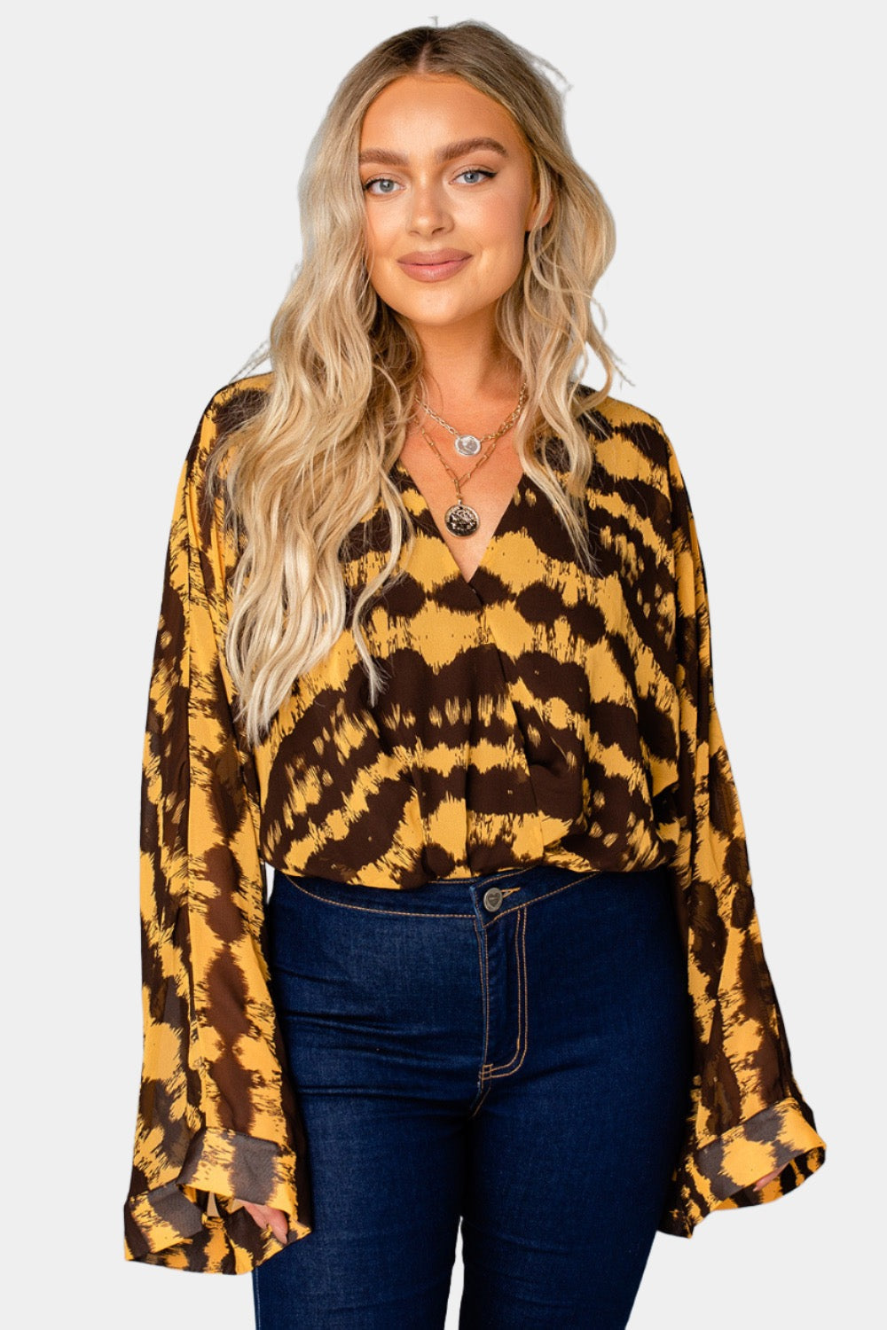 Buddy Love | Ariana Kimono Sleeve Bodysuit - Radioactive