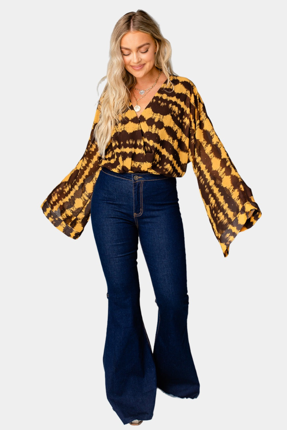 Buddy Love | Ariana Kimono Sleeve Bodysuit - Radioactive