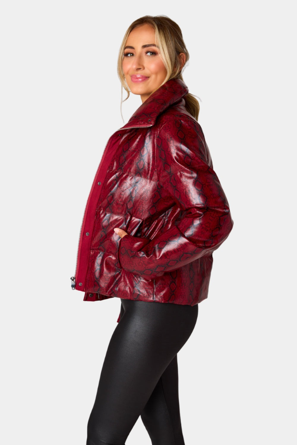 Buddy Love | Addison Puffer Jacket - Red Snake