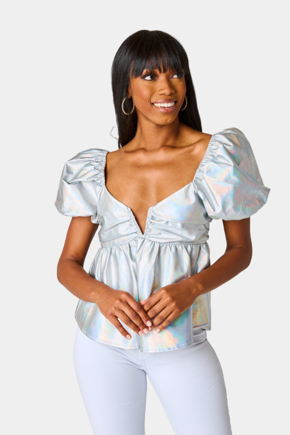 Buddy Love | Houston Puff Sleeve Top - Iridescent