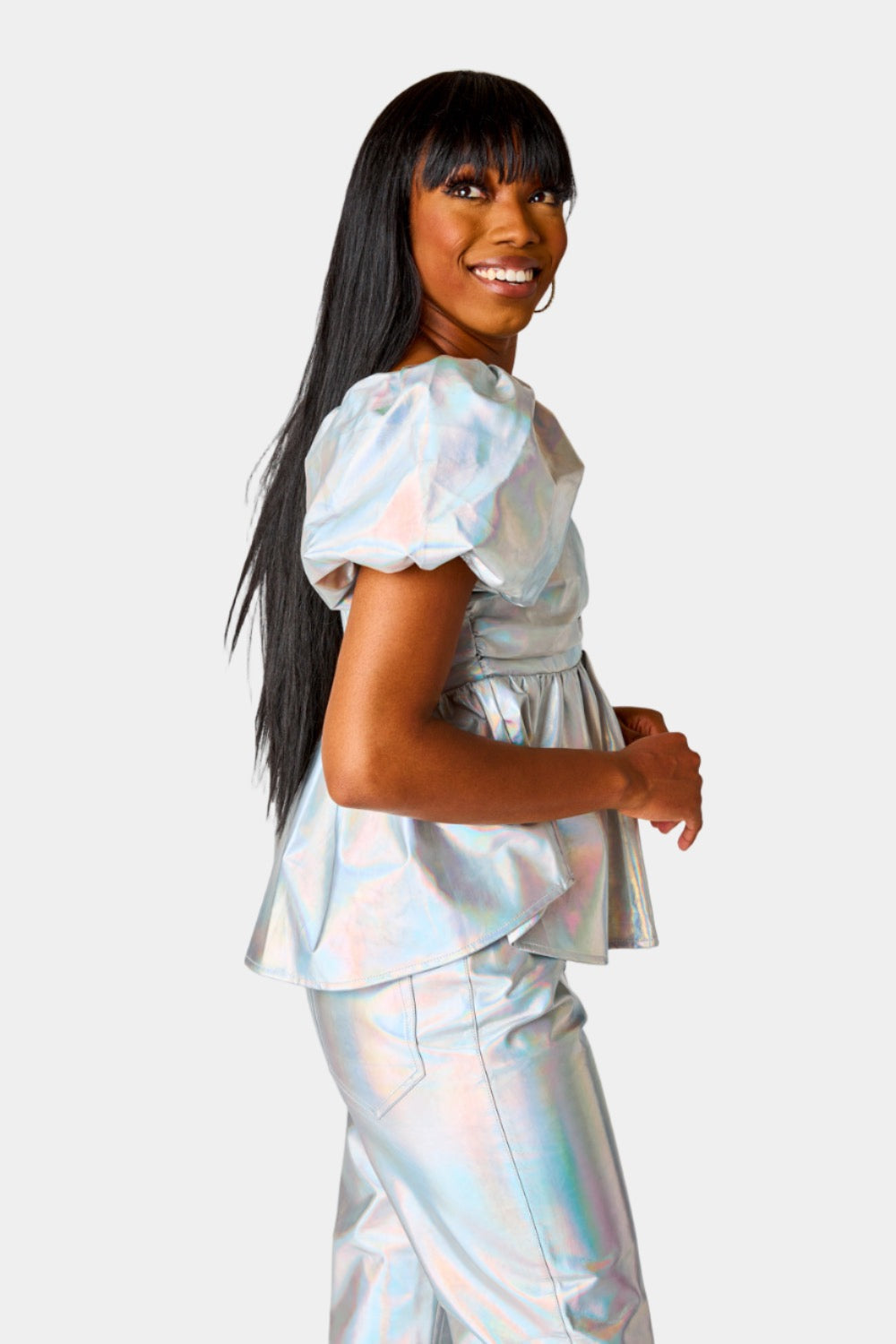 Buddy Love | Houston Puff Sleeve Top - Iridescent