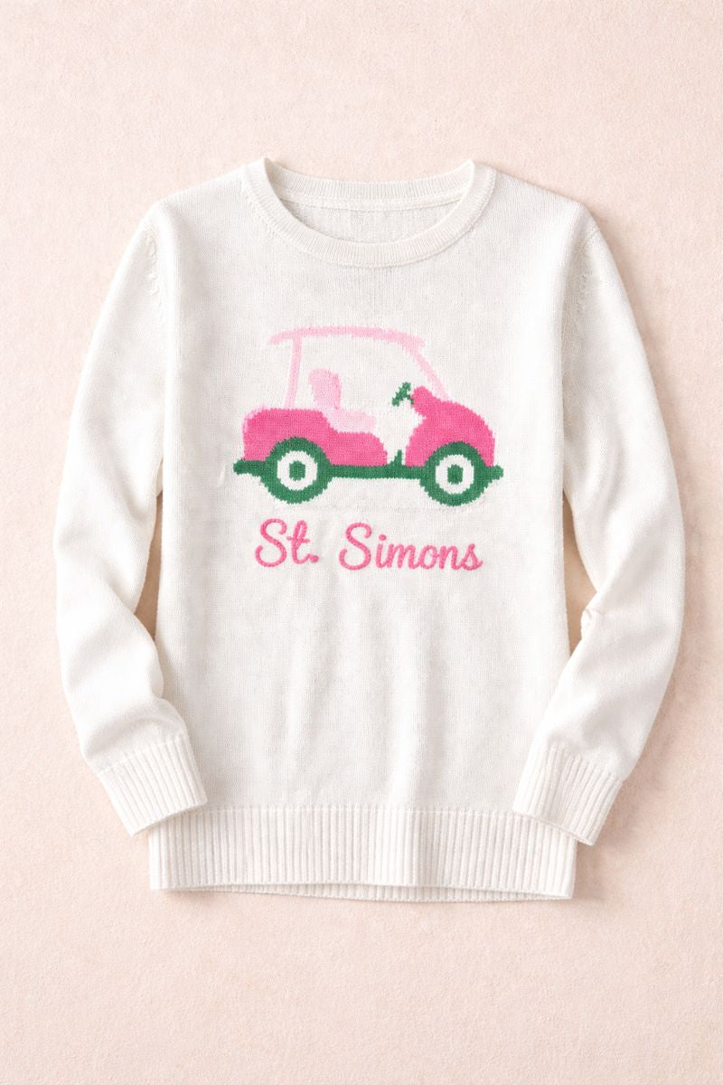 Pink Pineapple | St Simons Golf Cart Sweater