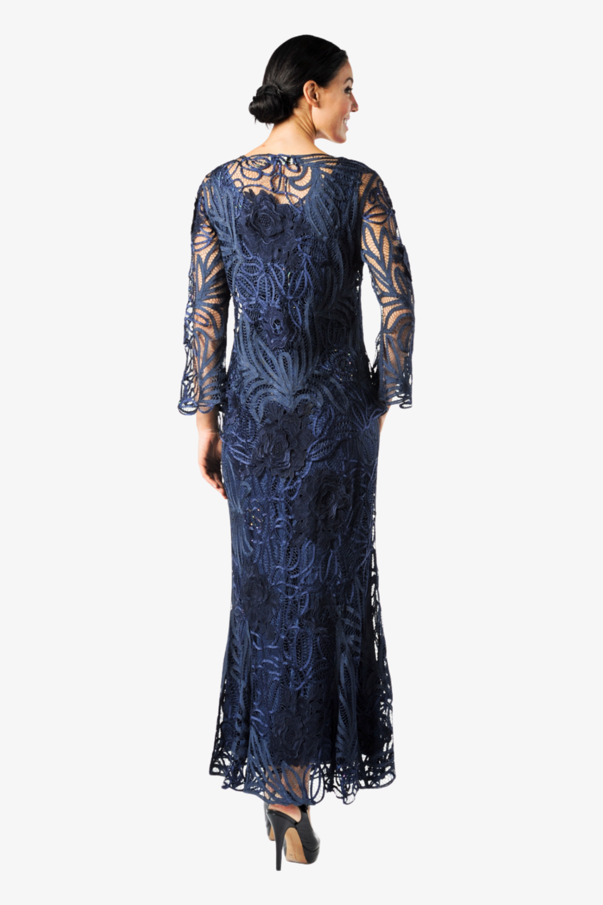 Soulmates | Rose Embroidered Lace Evening Mother Of Bride Jacket Top and Skirt Set