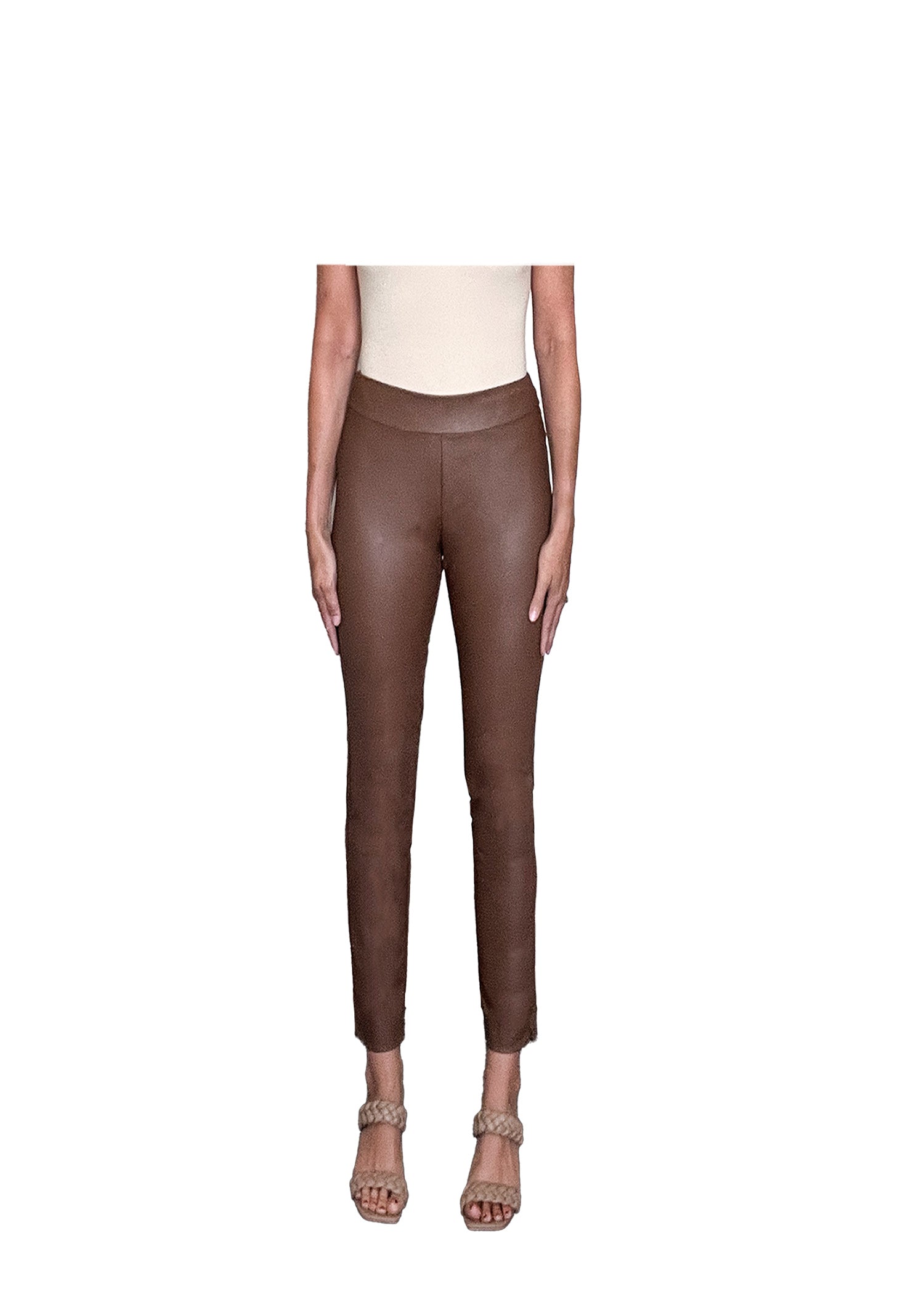 Krazy Larry | Faux Leather Pants Dark Camel | Krazy Larry | Cloister Collection Designer Fashion