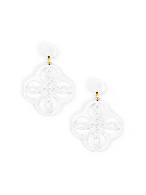 Zenzii | Mandala Pendant Drop Earring - White