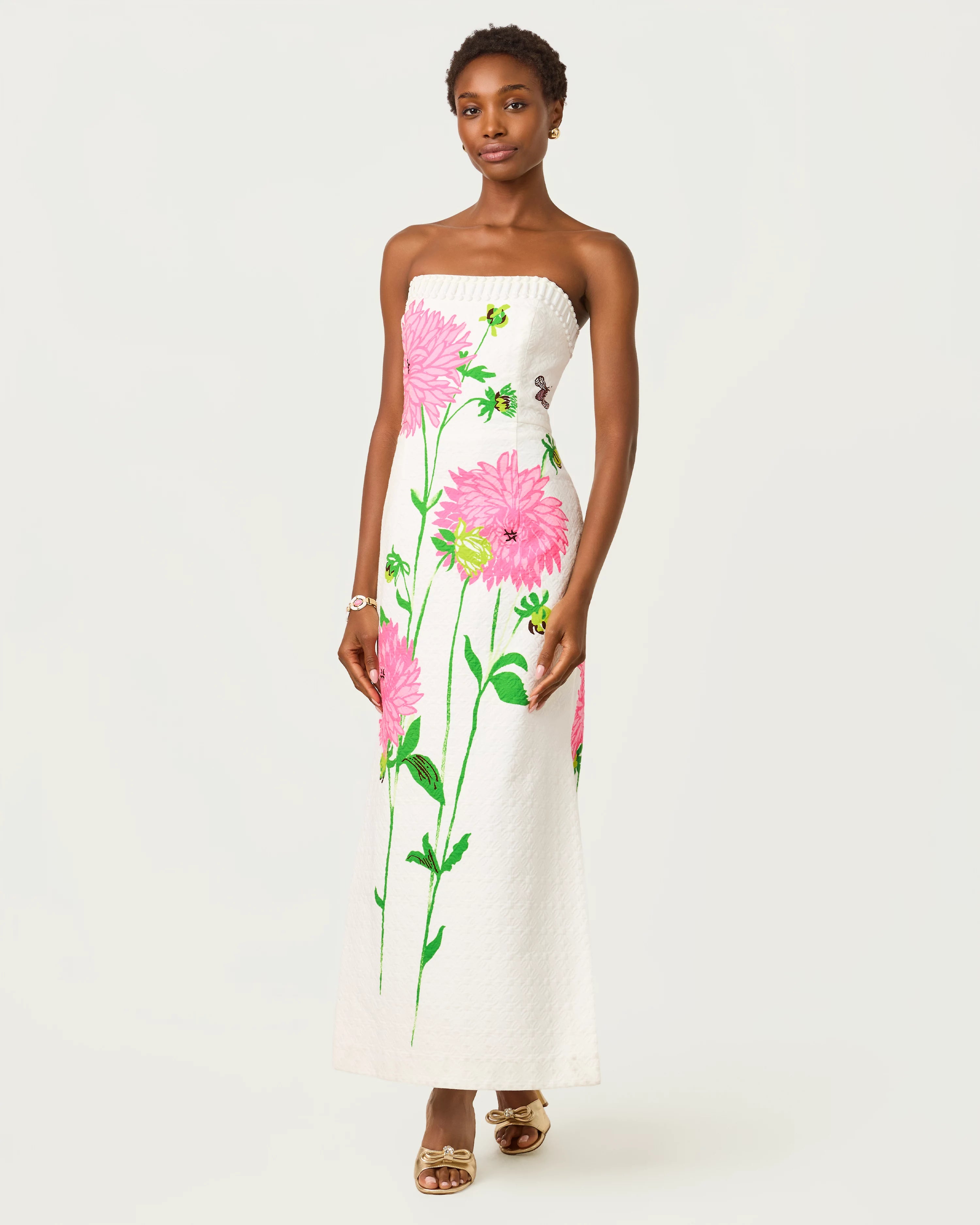 lilly pulitzer pink strapless dress Elyse Stretch Maxi Dress Resort White / 2