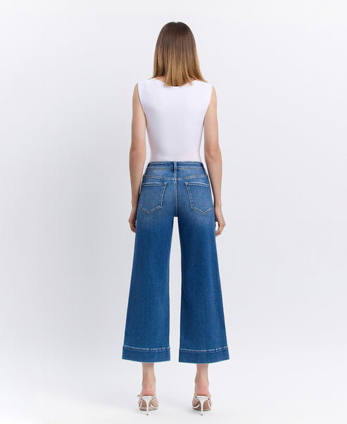 Flying Monkey | Let It Rain - High Rise Crop Trouser Wide Leg Jeans