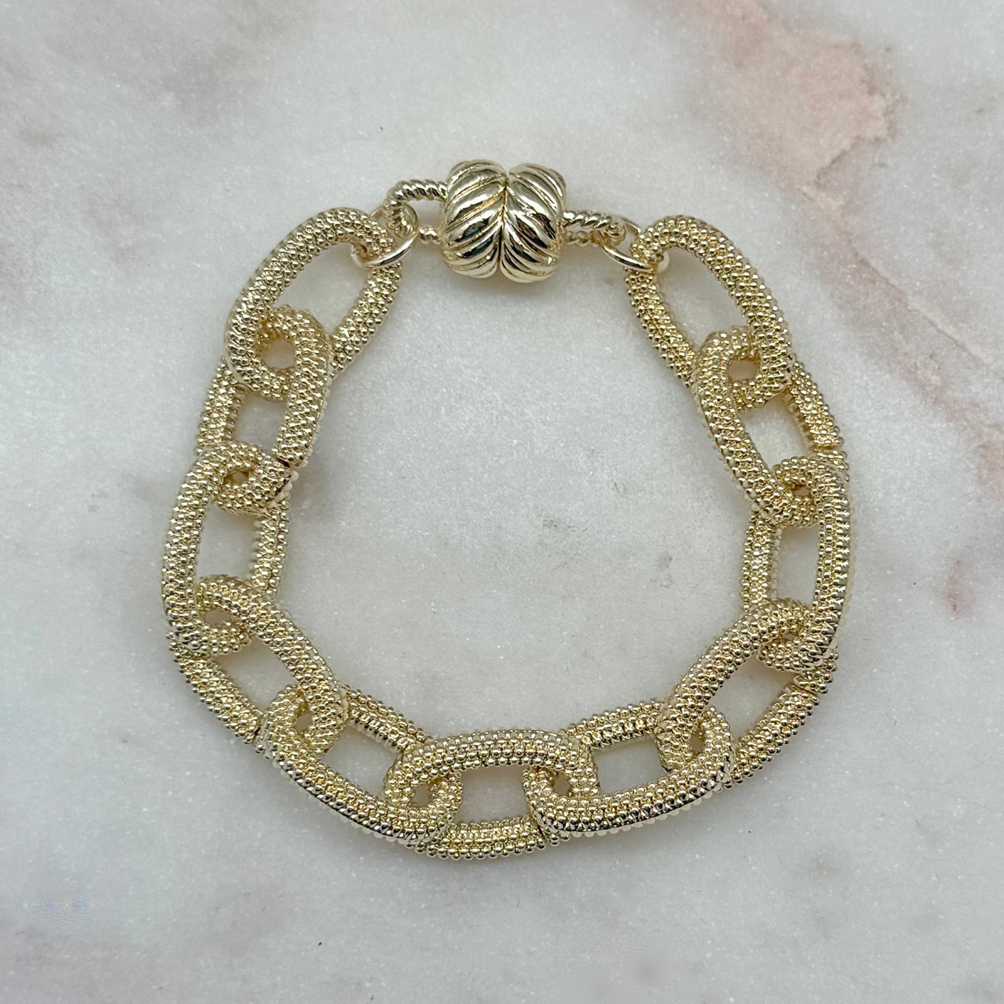 Gold Textured Magnetic Link Bracelet