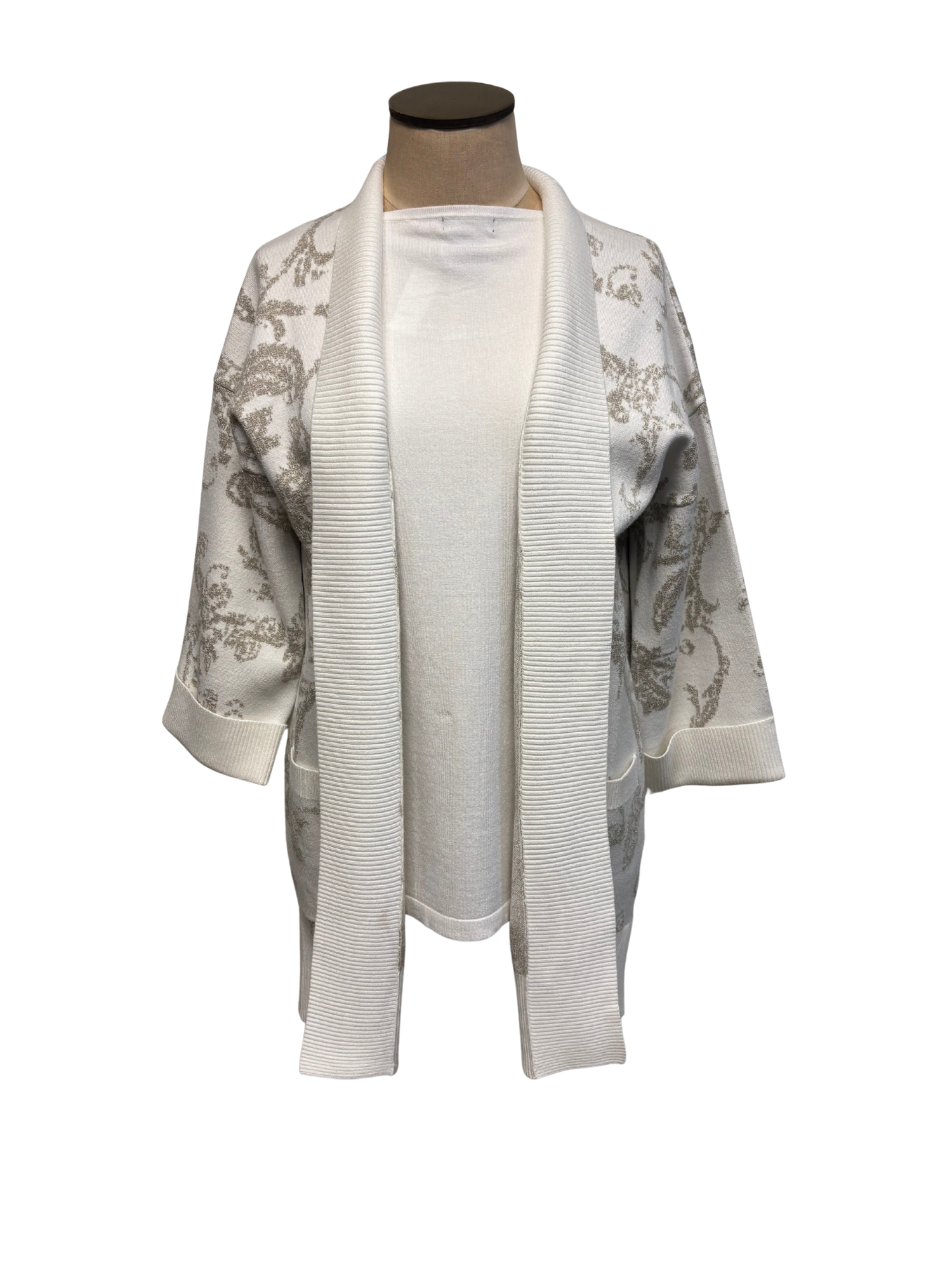 The H Edition | 3/4 Sleeve Cardigan with Gold Pasiley Details