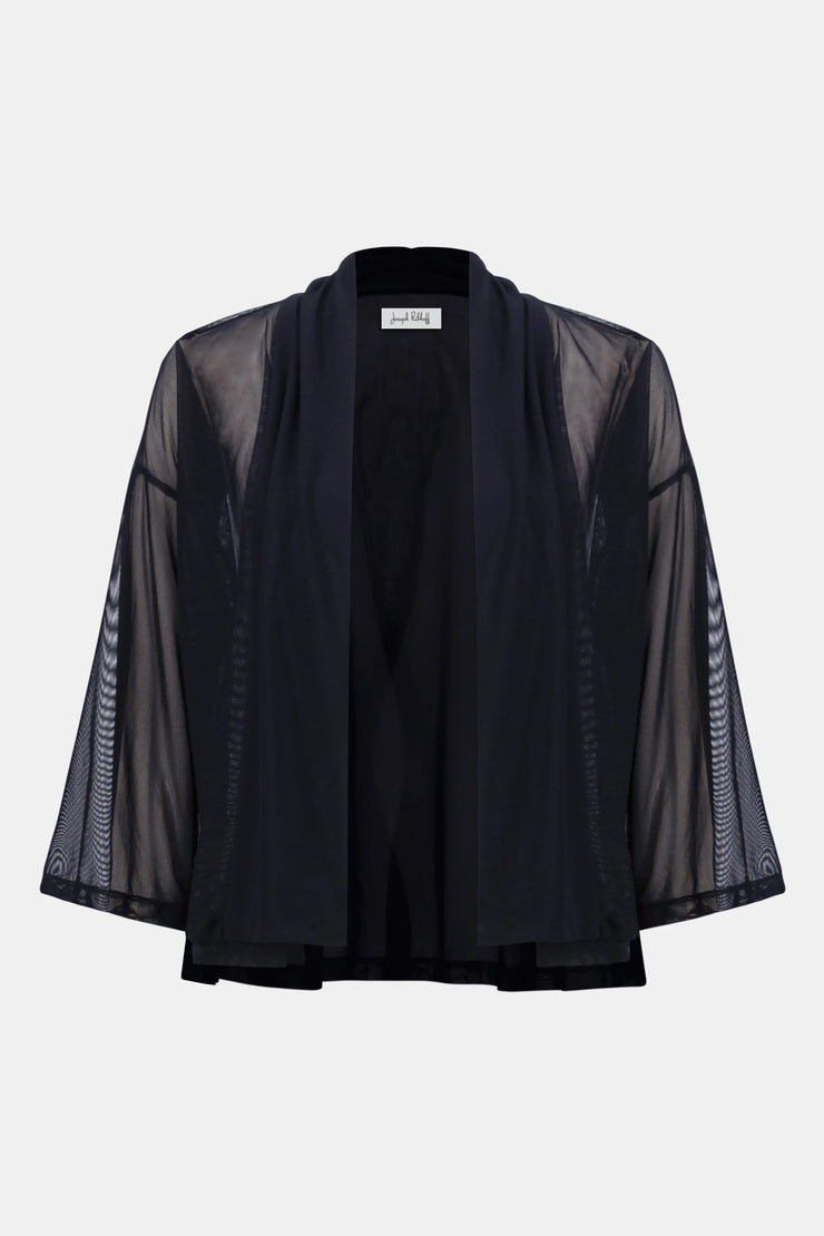 Joseph Ribkoff | Mesh and Silky Knit Draped Open Front Cover-Up