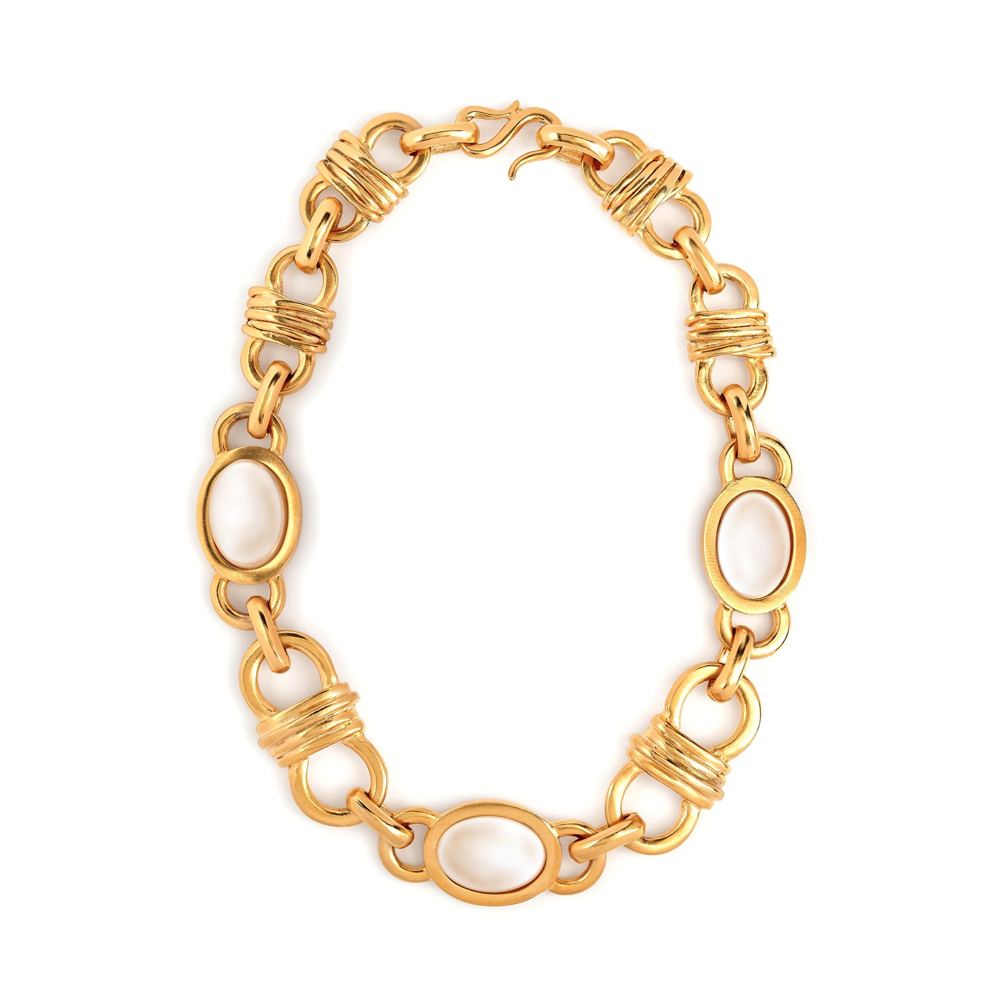 Kenneth Jay Lane | Pearl Headlight Stations Necklace - Gold