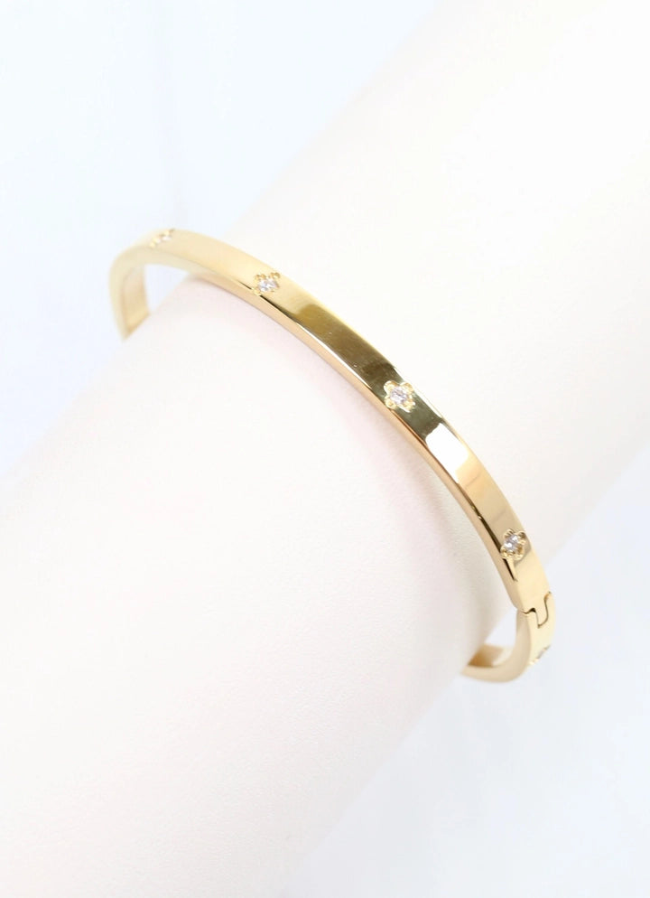 Gold bracelet with small diamonds Kerry Cz Clover Bracelet Gold