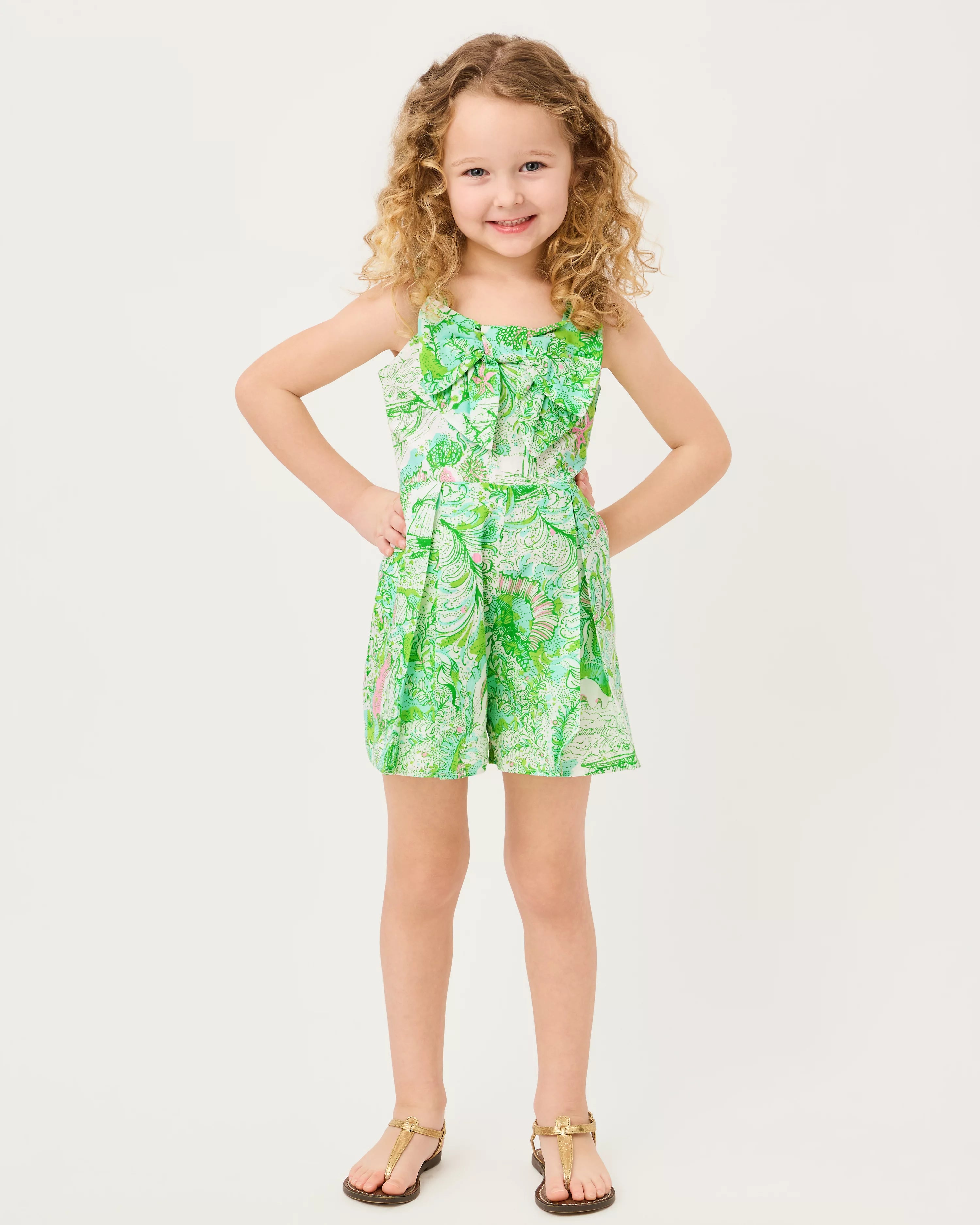 Girls Lilly | Janie and Jack Girls Tinker Bow Romper in resort white ship to shore