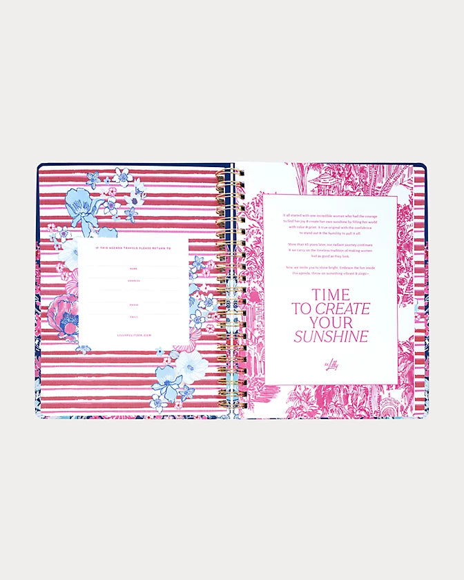 Lilly Pulitzer 2026-2027 17 Month Jumbo Agenda Floral color in Starlight Navy In All Her Glory