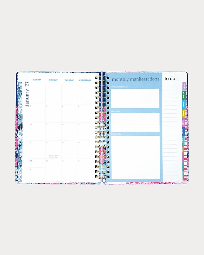 Lilly Pulitzer 2026-2027 17 Month Jumbo Agenda Floral color in Starlight Navy In All Her Glory