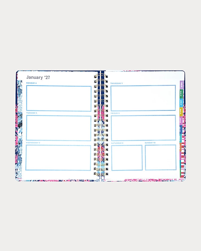 Lilly Pulitzer 2026-2027 17 Month Jumbo Agenda Floral color in Starlight Navy In All Her Glory